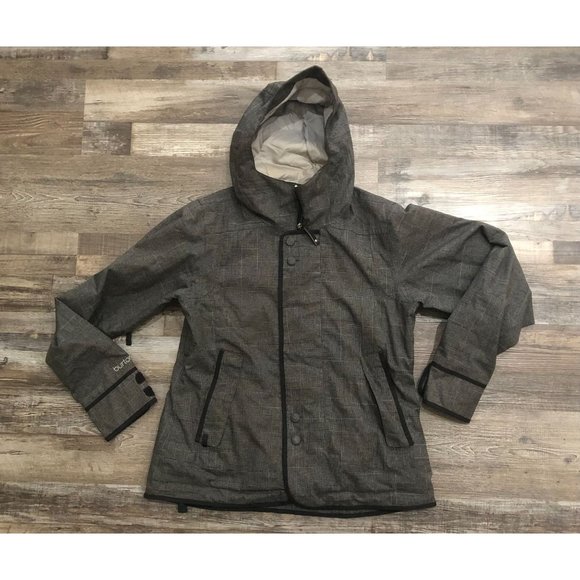Burton Snowboard Jacket Womens XL Dryride Gray Plaid Winter Ski Coat